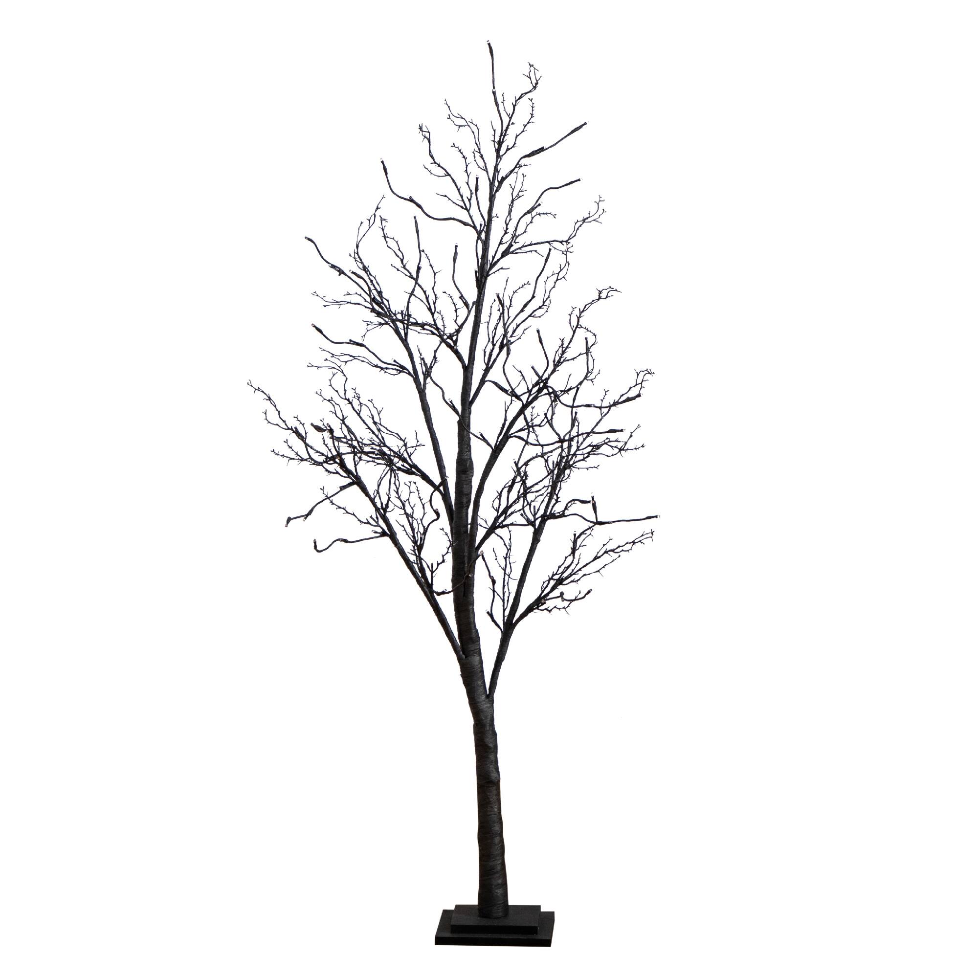 5ft. Orange & Purple LED Pre-Lit Halloween Deluxe Black Twig Artificial Fall Tree